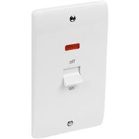 MK 45A Switch 2 Gang Upright Neon in White Plastic