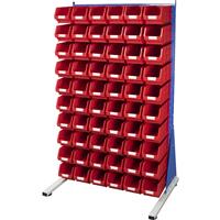 Barton Steel Louvre Panel Starter Stand with Red Bins 1600 x 1000 x 500mm with 60 TC3 Red Bins (60 Pk)
