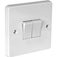Crabtree 10A Light Switch 2 Gang 2 Way in White Plastic