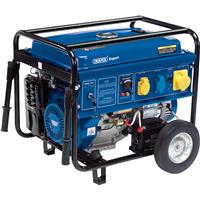 Draper 5.0kW Open Frame Petrol Generator 230V in Blue Rubber/Steel