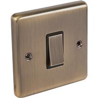 Wessex Electrical Wessex Antique Brass Switch 1 Gang 2 Way in Gold Electroplated Steel