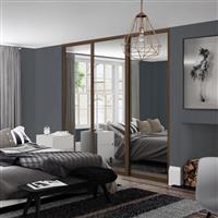 Spacepro Shaker 3 Door Sliding Wardrobe Kit Framed Mirror 2592 x 2260mm in Walnut Steel/Glass