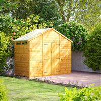 Power Security Apex Shed 4' x 10' Double Doors in Natural Timber