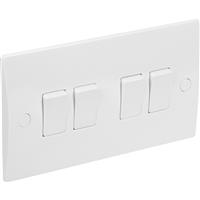 Axiom 10A Low Profile Switch 4 Gang 2 Way in White Plastic