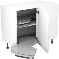 Kitchen Kit Flatpack J-Pull Kitchen Cabinet Pull Out Base Blind Corner Unit Ultra Matt 1000mm Left Hand in White MFC
