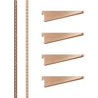 Rothley Bright Twin Slot Shelving Kit 1220mm Uprights (x2) & 120mm Brackets (x4) in Copper Steel