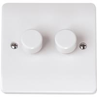 Scolmore Click Click Mode LED Dimmer Switch 2 Gang 2 Way 100W in White Urea