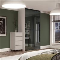Spacepro Minimalist 2 Door Sliding Wardrobe Kit Black Framed Mirror Doors 1504 x 2260mm in Grey Aluminium/Glass
