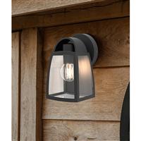 Lutec Kelsey Wall Light IP44 E27 in Black Die Cast Aluminium