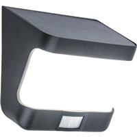 Lutec Try LED Solar Wall Light IP54 8W 500lm Matte Black in Dark Grey Plastic