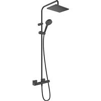 Hansgrohe Vernis Shape Thermostatic Bar Diverter Mixer Shower Matt in Black Brass