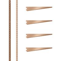 Rothley Bright Twin Slot Shelving Kit 1600mm Uprights (x2) & 320mm Brackets (x4) in Copper Steel
