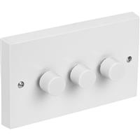 Axiom LED Dimmer Switch 3 Gang 2 Way in White Plastic