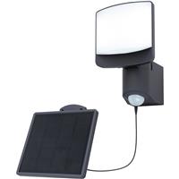 Lutec Sunshine IP54 LED Solar Wall Light 7W 500lm 1500mAh in Dark Grey Synthetic