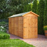 Power Overlap Apex Shed 16' x 4' No Windows in Natural Timber