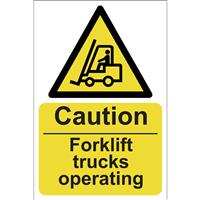 Centurion Caution Fork Lift Trucks Operating Sign 200 x 300mm