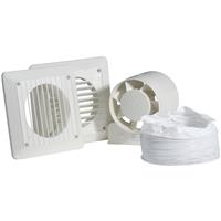 Airvent 100mm In-line Shower Extractor Fan Kit Timer in White ABS