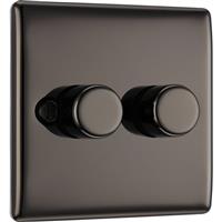 BG Nexus Metal Intelligent LED Dimmer Switch 2 Gang 2 Way (200W) in Black Nickel