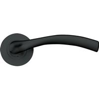 Stanza Siena Lever on Rose Door Handles Oscuro Matt Black (Pair) in Oscuro Black