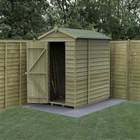 Forest Garden Overlap Pressure Treated Apex Shed - No Window 6' x 4' in Natural Timber
