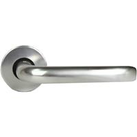 Lockworks Round Bar Aluminium Lever on Rose Door Handle Polished (Pair) in Chrome