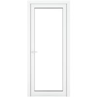 Crystal uPVC Single Door Full Glass Right Hand Open In 840mm x 2090mm Clear Double Glazed White (each)