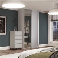 Spacepro Shaker 2 Door Sliding Wardrobe Kit Dove and Mirror 1145 x 2260mm in Grey Steel/MFC/Glass