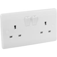Scolmore Click Click Mode DP Switched Socket 2 Gang in White Plastic