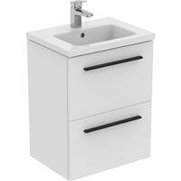 Ideal Standard i. life S Compact Wall Hung Vanity Unit with Basin Matt 500mm with Matt Black Handles in White