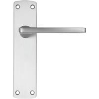 Stanza Leon Door Handles Satin Latch (Pair) in Silver Plastic