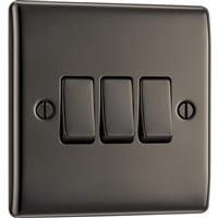 BG Nexus Metal Switch 3 Gang 2 Way (20A-16AX) in Black Nickel Plastic