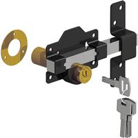 GateMate Premium Long Throw Lock Double Locking 50mm in Black Stainless Steel