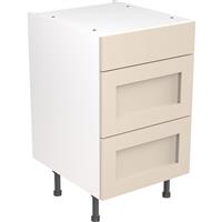 Kitchen Kit Flatpack Shaker Kitchen Cabinet Base 3 Drawer Unit Ultra Matt 500mm in Cashmere MFC