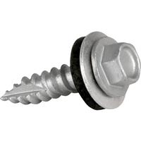 TechFast Sheet To Timber Hex/Washer Roof Screw 6.3 x 25mm (100 Pack) in Silver Rubber