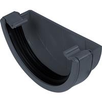 Aquaflow 112mm Half Round Stop End External in Anthracite Grey PVCU