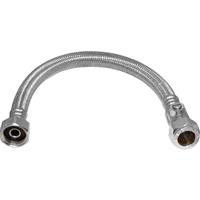 Flexible Tap Connector with Isolating Valve 15mm x 1/2" 10mm Bore. 300mm in Chrome Rubber/Steel