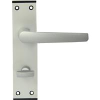 Lockworks Oxford Black End Cap Aluminium Door Handle Bathroom Satin (Pair) in Chrome