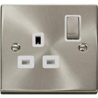 Click Deco Satin DP Switched Socket 1 Gang in Chrome Stainless Steel
