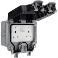 BG IP66 13A Switched Socket 2 Gang in Black Polycarbonate