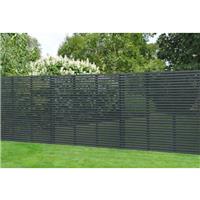 Forest Garden Painted Contemporary Slatted Fence Panel 6' x 6' (5 Pack) in Grey Timber