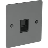 Axiom Flat Plate Nickel Telephone Socket Slave in Black