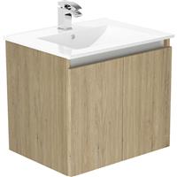 Newland Double Door Wall Hung Vanity Unit With Basin Natural 600mm in Oak MFC