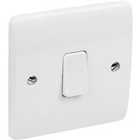 MK Light Switch 1 Gang 2 Way in White Plastic