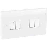 BG Low Profile Switch 4 Gang 2 Way (20A-16AX) in White Plastic
