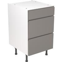 Kitchen Kit Flatpack J-Pull Kitchen Cabinet Base 3 Drawer Unit Super Gloss 500mm in Dust Grey MFC