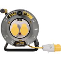 Masterplug Pro XT 2 Socket 16A Metal Open Cable Reel 30m 110V