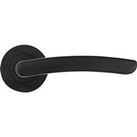 Stanza Santiago Lever on Rose Door Handles Matt (Pair) in Black Aluminium