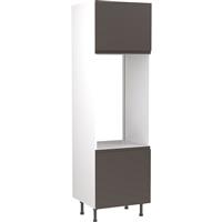 Kitchen Kit Flatpack J-Pull Kitchen Cabinet Tall Double Oven Unit Super Gloss 600mm in Graphite MFC