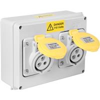 Famatel Industrial Socket IP44 Twin 110V 16A 2P+E in Grey