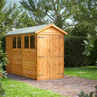 Power Overlap Apex Shed 10' x 4' Double Doors in Natural Timber